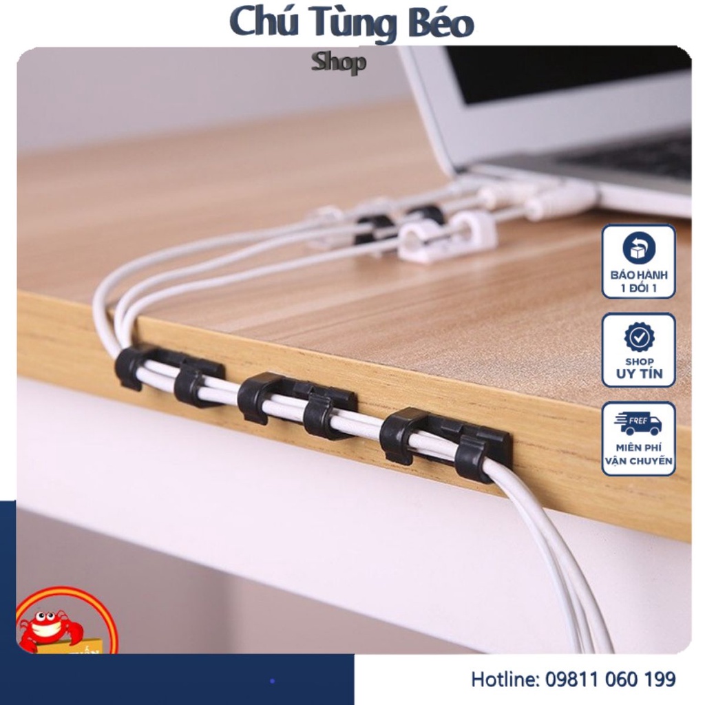 Bộ 20 nẹp dán tường cố định dây điện chống rối - Kẹp giữ dây cáp sạc