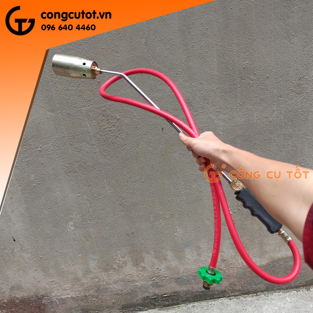 Đèn khò ga công nghiệp cán dài 60cm ống lửa Φ50mm dây gas 1m50