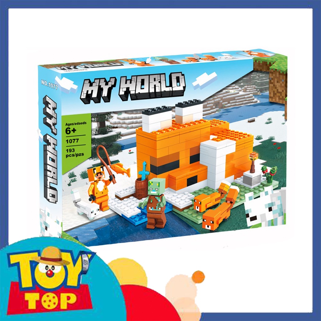 Đồ chơi lắp ráp minecraft ngôi nhà cáo Fox Lodge thế giới vuông my world xếp hình SX1077 mô phỏng 21178