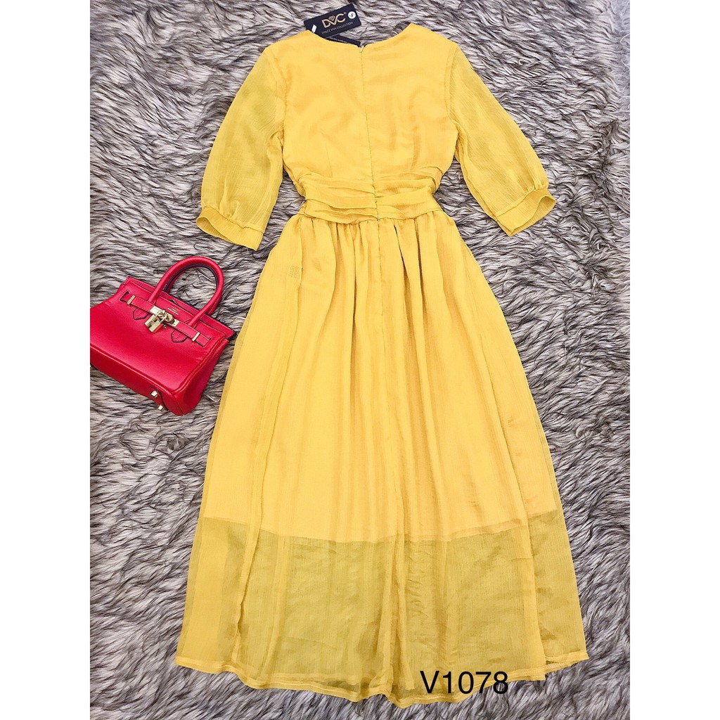 [ xả kho ] MiD Đầm maxi vàng hàng thiết kế cao cấp V1078 Mie Design ảnh thật