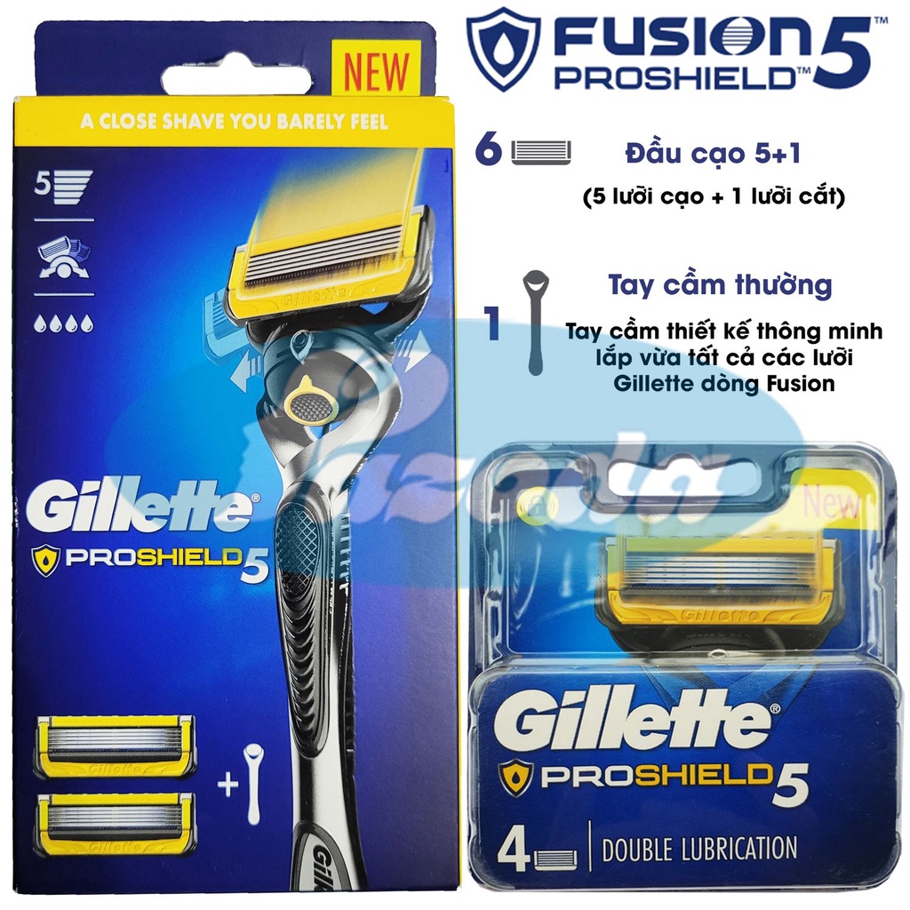 Combo dao cạo râu Gillette Fusion Proshield (1 cán và 6 đầu cạo 5+1)