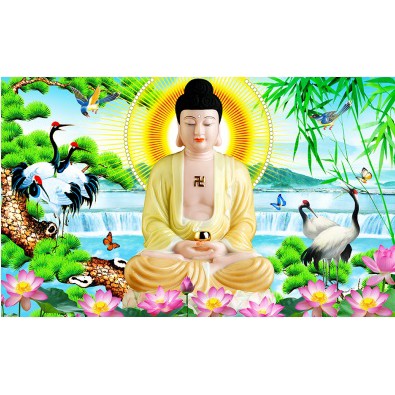 - (KHO SỈ ) TRANH ĐÍNH ĐÁ PHẬT A DI ĐÀ DF2935 (70X45cm