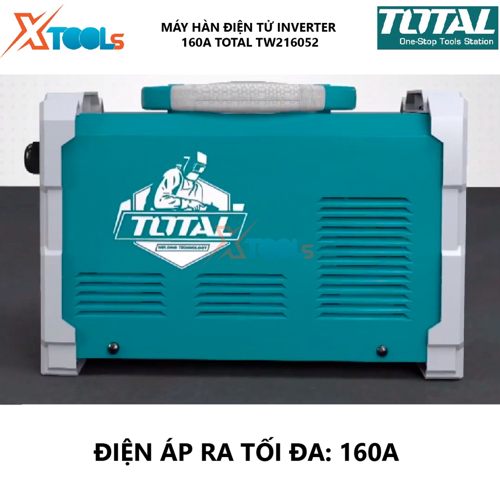 Máy hàn điện tử TOTAL TW216052 Máy hàn điện tử Inverter MMA Điện áp ra tối đa 160A 65V Kích thước que hàn 1.6 - 4.0 mm