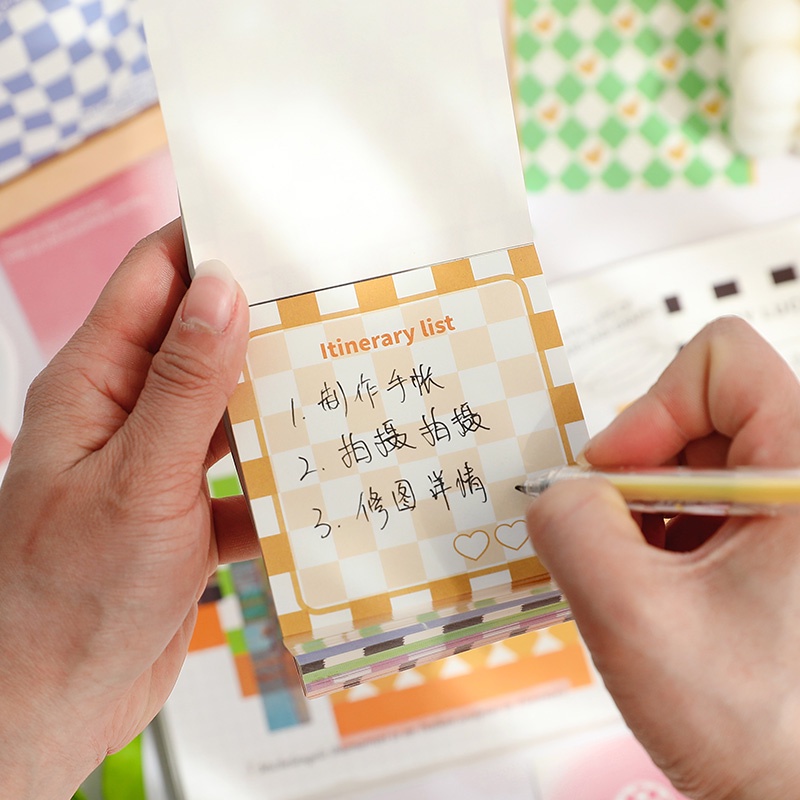 Set 400 Tờ Giấy Ghi Chú Họa Tiết Caro Dễ Thương Cho Học Sinh