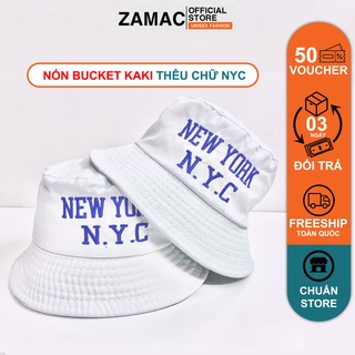 Nón bucket nam nữ tròn vành ZAMAC thêu New York City Trắng ZN11