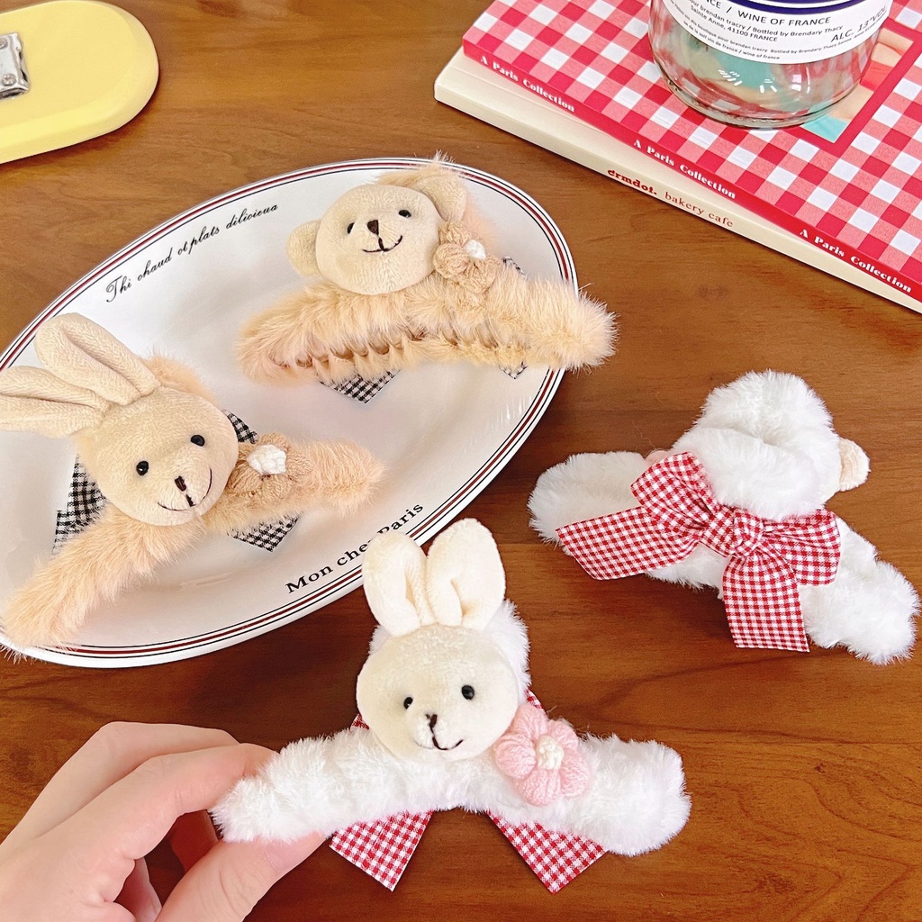 Kẹp Tóc Hình Cá Mập Phối Lông Phong Cách Hàn Quốc Xinh Xắn