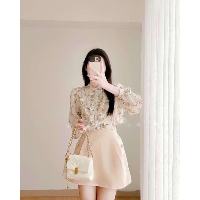 Áo sơ mi hoa phong cách thời trang công sở Xuân hè A63