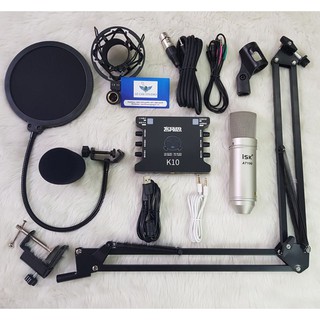 Combo bộ livetream thu âm ISK AT100+ Sound K10 full phụ kiện