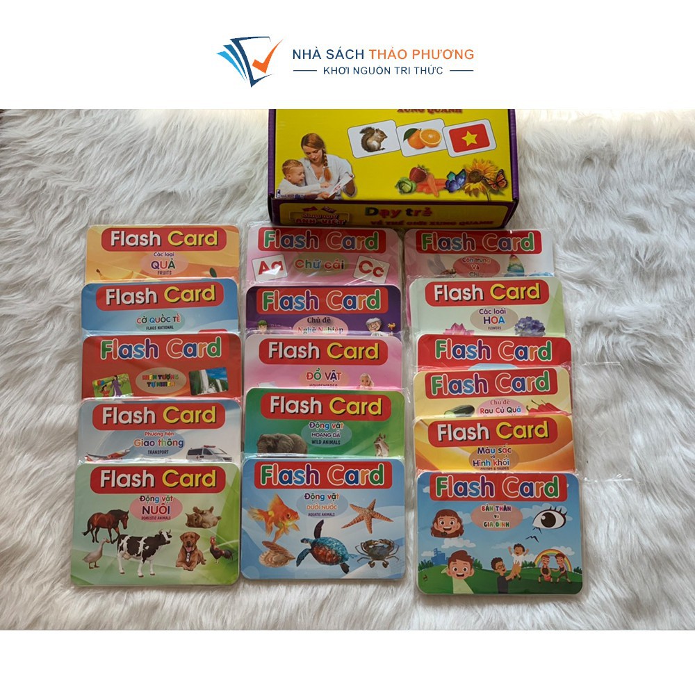 Bộ thẻ Flashcard Việt Hà song ngữ Việt Anh chủ đề Dạy trẻ về thế giới xung quanh 19 chủ đề (phương pháp Glenn Doman)