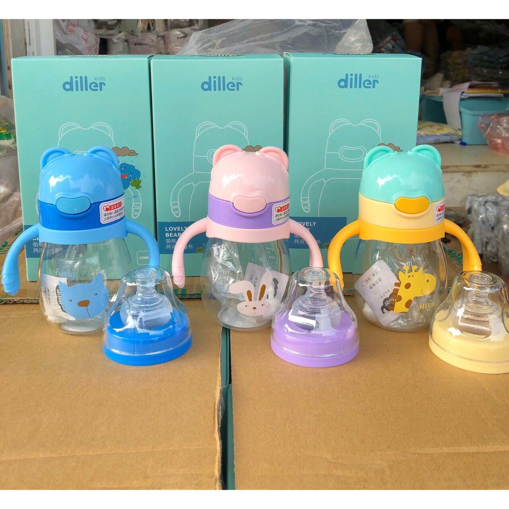 Bình tập uống nước cao cấp cho bé Diller 2in1