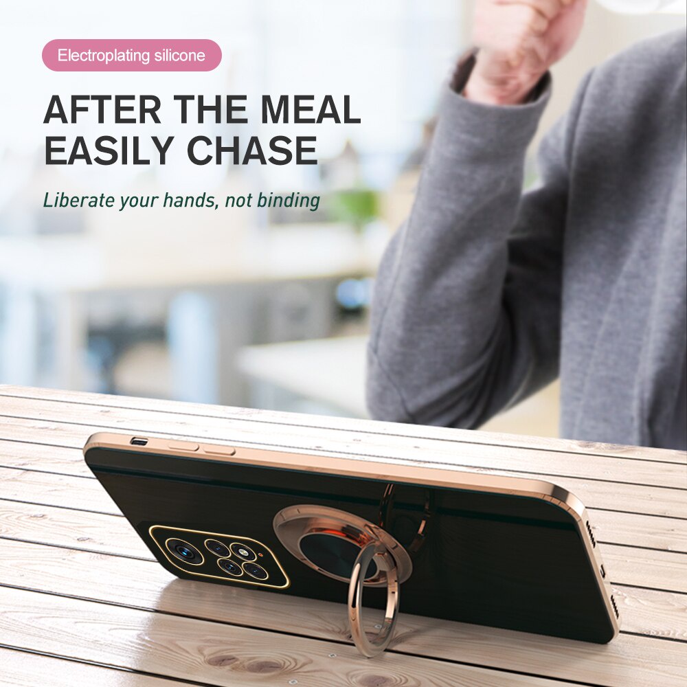 Redmi Note 11 4G Magnetic Stand Protective Case For Xiaomi Redme Note11 11Pro Note 11S 11T 11 S T Plating Silicone Cover Fundas