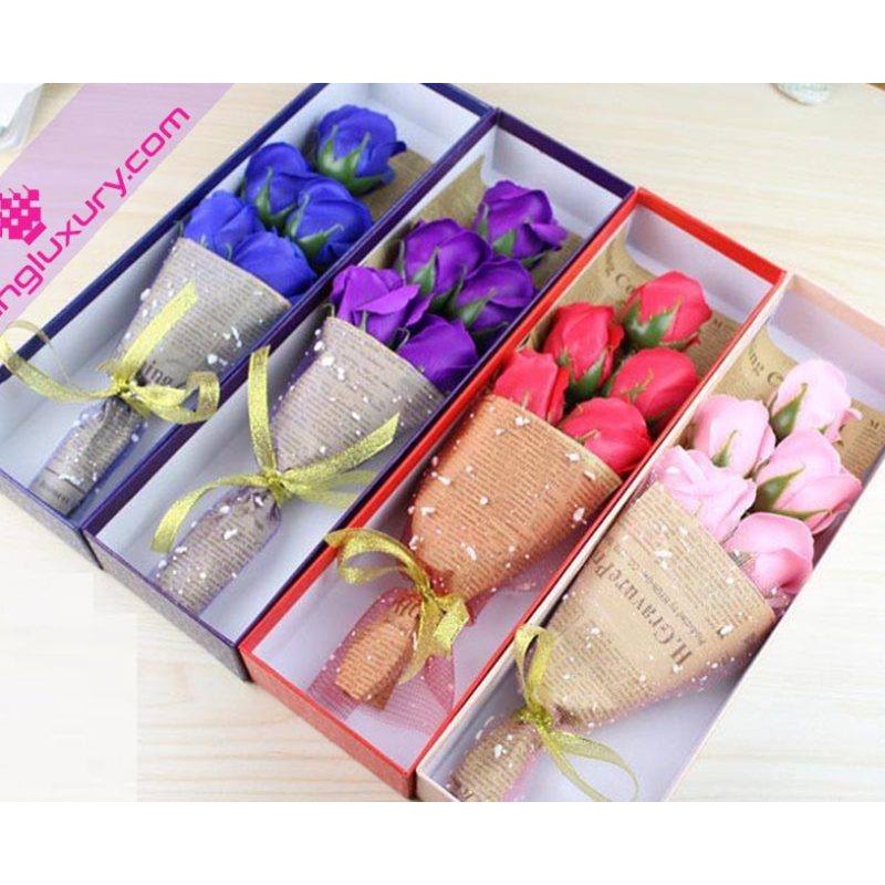 8/3 HOA HỒNG SÁP THƠM 5 BÔNG CÓ HỘP SMANO BOY