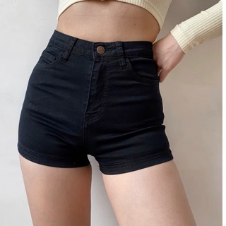 Quần Short Jean Nữ Bigsize Đen Tuyền Lưng Cao Co Dãn Mạnh