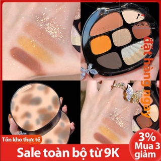 Ghn24h bảng phấn mắt 7 màu bảng mắt hộp tròn màu lì, màu kim tuyến lấp lánh