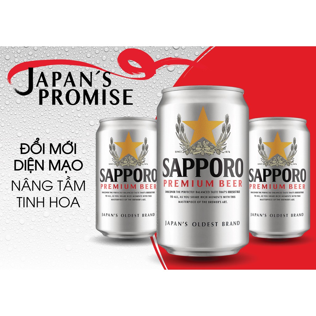 Bia Sapporo 330ml Nhật Bản - Sản xuất Việt Nam