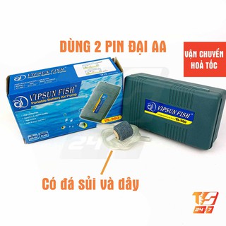 Máy Sủi Khí Oxy 1 Vòi VS-960 Chạy Pin - Máy Tạo Khí Oxy Cho Hồ Cá, Bể Thủy Sinh (Gồm Dây Và Đá Sủi)