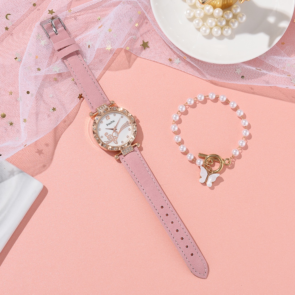 Đồng Hồ Quartz Nữ Mặt Tròn Đính Hột Xoàn