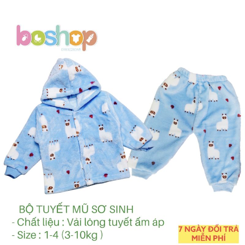 Bộ quần áo lông tuyết có mũ nhiều mẫu cho bé 3-10kg