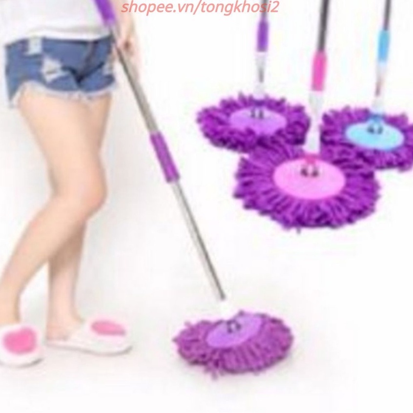 Cây chổi lau nhà đa năng xoay 360 độ thân inox điều chỉnh dài ngắn chổi tự vắt thông minh thấm nước tốt