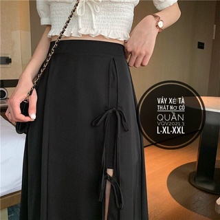 Váy xẻ tà thắt nơ có quấn. bigisze mã vqv2021.3.