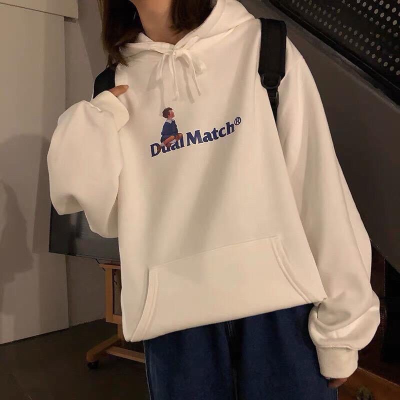 Áo Hoodie Nỉ Bông Unisex Tay Dài Túi Bụng Dual Match