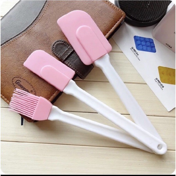 Bộ 3 chổi phới silicon spatula hồng (DC 18)