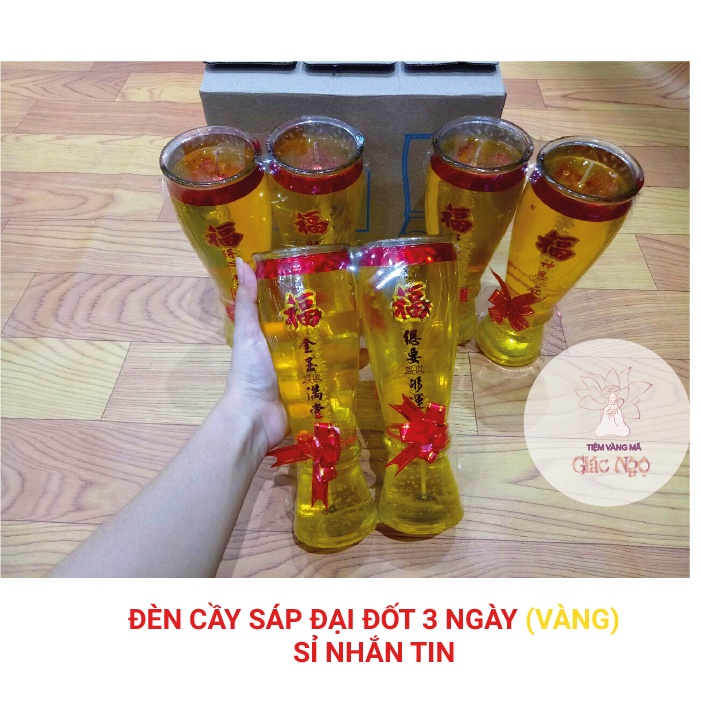 ĐÈN CẦY LY ĐẠI ĐỐT 3 NGÀY / ĐÈN SÁP DẺO RAU CÂU - VÀNG MÃ GIÁ RẺ SỈ LẺ