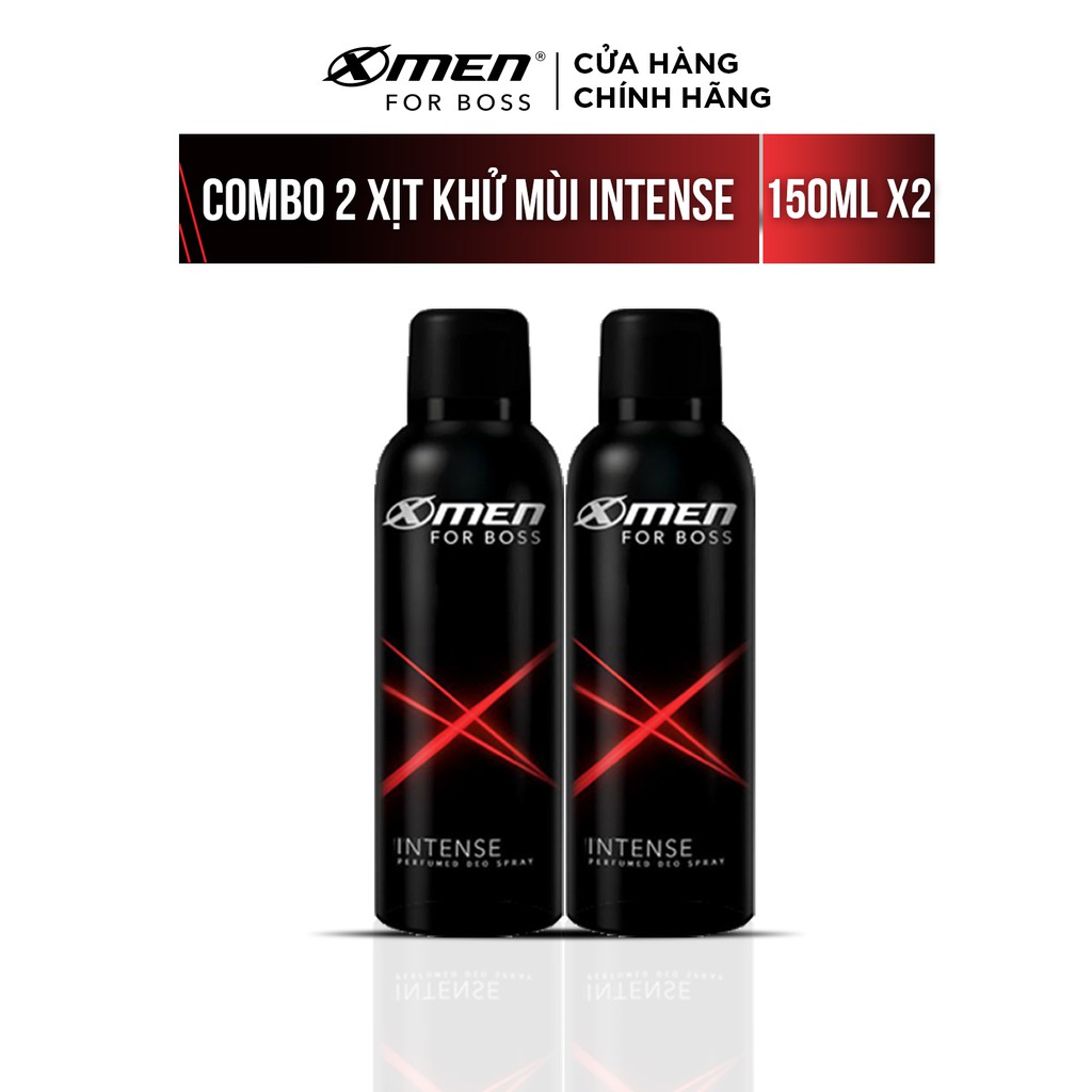 [Mã COSMEN giảm 8% đơn 250K] Combo 2 Xịt khử mùi X-Men For Boss Intense - Mùi hương trầm đầy nội lực 150ml/chai