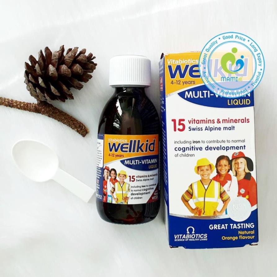 Vitamin tổng hợp (150ml) Wellbaby cho bé 6 tháng tới 4 tuổi /Wellkid cho trẻ 4-12 tuổi Multi-vitamin Liquid, UK