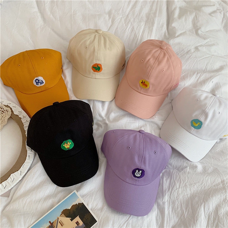 Mũ lưỡi trai thêu hình hoạt hình dễ thương nhiều màu sắc tùy chọn