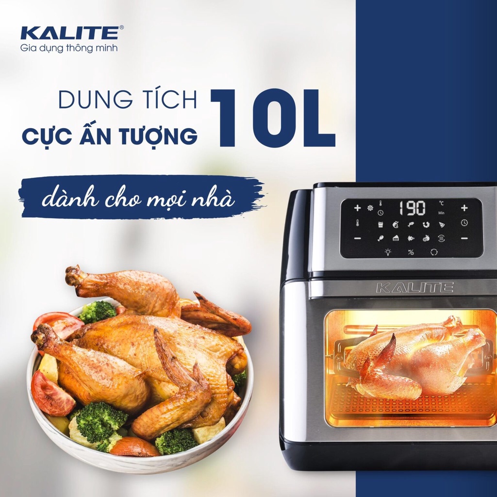 {BẢO HÀNH CHÍNH HÃNG 12 THÁNG} Nồi chiên không dầu thế hệ mới Kalite Q10, công suất 1800W, dung tích 10L