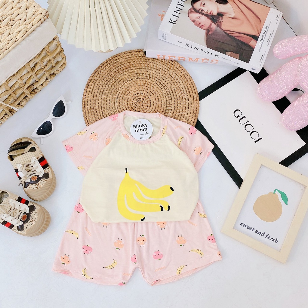 Quần áo trẻ em bộ côc tay thun lạnh, bô MINKY MOM cho bé trai bé gái phối tay giáp lăng BABY KIDSHOP
