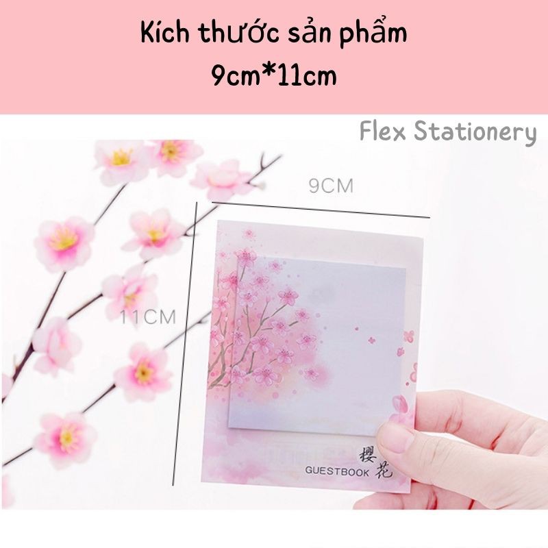 TẬP 30 GIẤY NOTE, GIẤY NHỚ HỌA TIẾT HOA ANH ĐÀO DỄ THƯƠNG