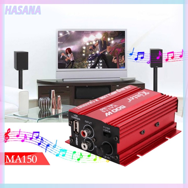 Bộ Khuếch Đại Âm Thanh Subwoofer 2 Kênh HASANA MA150 500W 12V 2CH Cho Xe Hơi Xe Máy