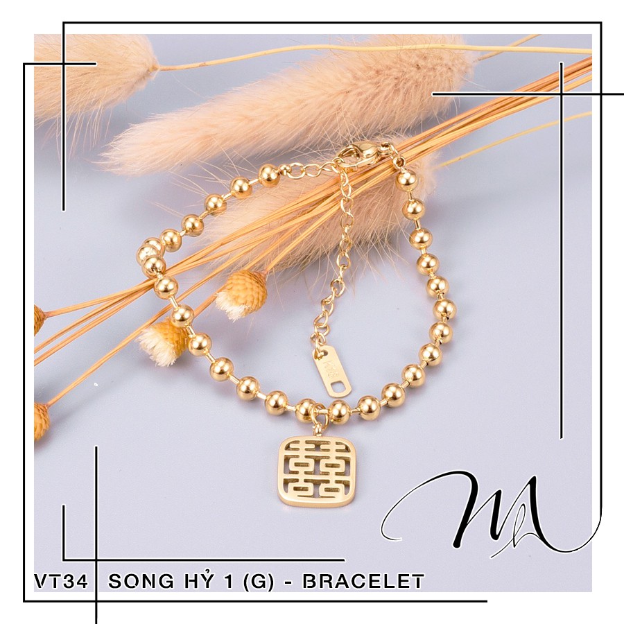 Lắc tay Titan bi cao cấp mặt chữ Song Hỷ may mắn - VT34