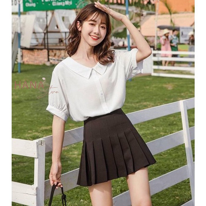 Chân váy Tennis đen xếp ly to có viền quần trong bigsize - Cạp lưng chun cao co giãn - Dáng xòe vừa - Vải chất umi dày