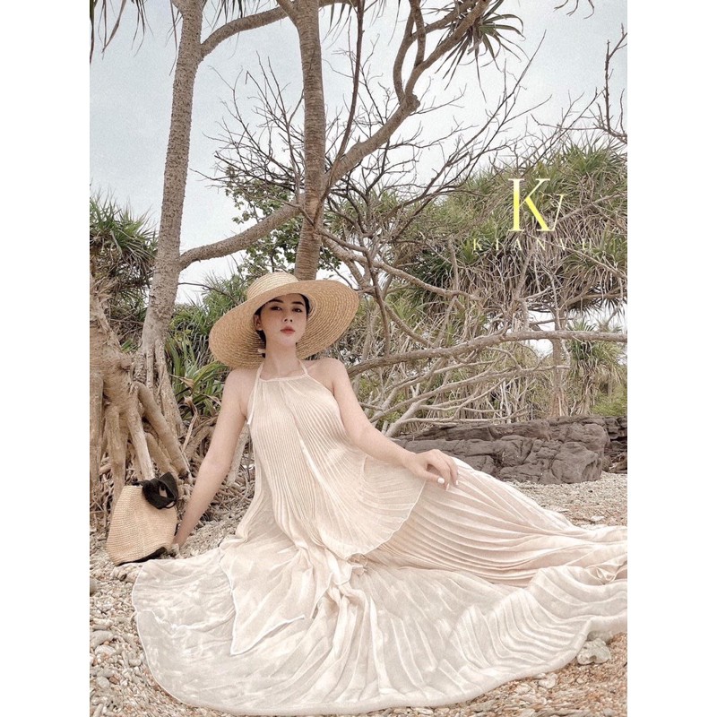 Đầm maxi dập li cao cấp, Đầm maxi đi du lịch bi biển cao cấp | BigBuy360 - bigbuy360.vn