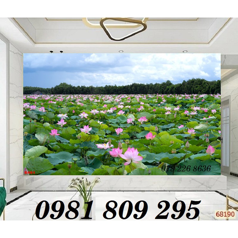 Gạch tranh 3d hoa sen - tranh dán tường