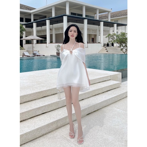 MOIRÉ - Váy suông trắng tay nơ AIMEE DRESS
