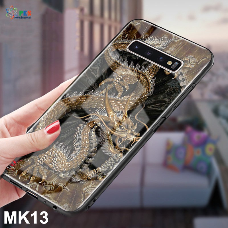 Ốp lưng Samsung Galaxy S10 Plus in 3D hình rồng mặt kính cường lực