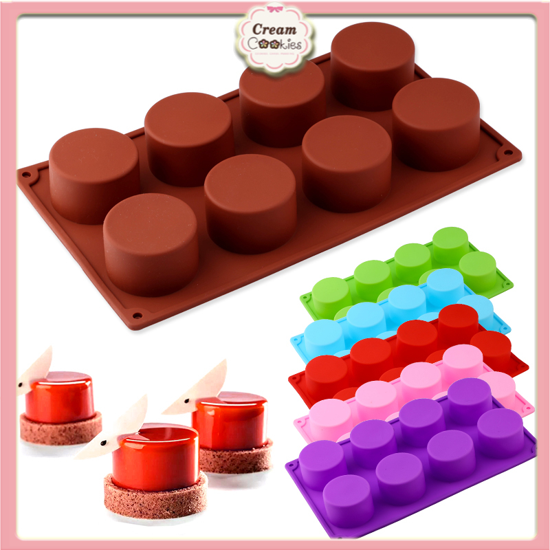 Khuôn Silicon Làm Socola,Thạch Rau Câu,Kẹo Dẻo,Pudding Trang Trí Hình 8 Ô Trụ Tròn