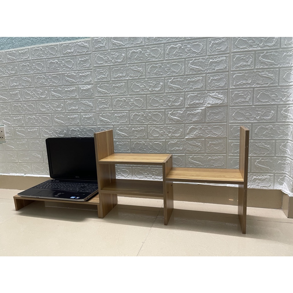 Kệ màn hình máy tính kèm kệ sách mẫu 03 trang trí bàn làm việc bàn học tiện dụng