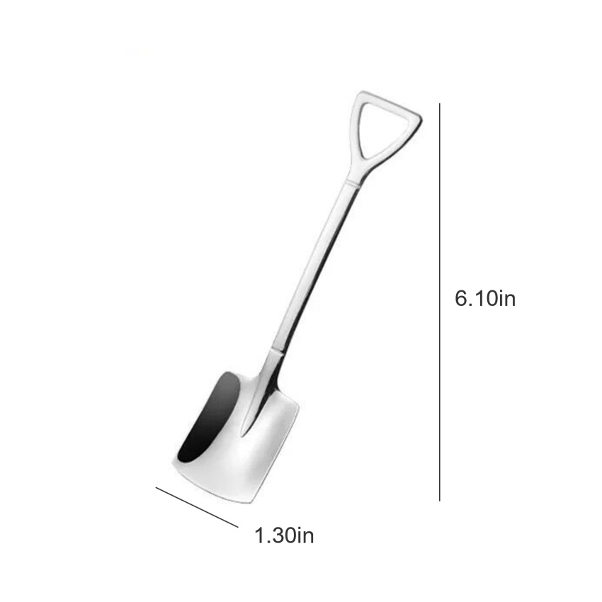 Set 4 Muỗng Cà Phê / Trà / Tráng Miệng Bằng Thép Không Gỉ Hình Xẻng