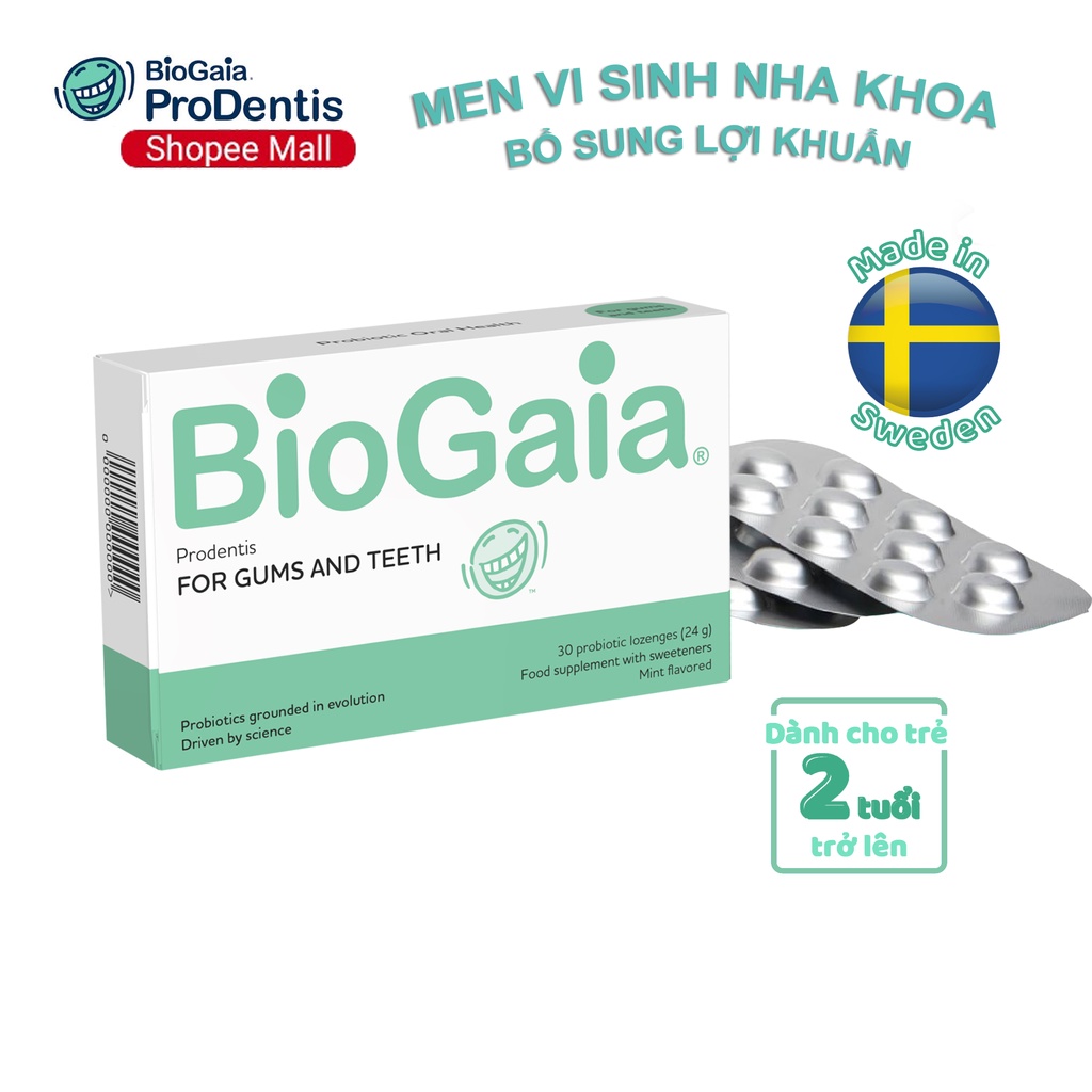 Viên ngậm men vi sinh nha khoa BioGaia ProDentis thơm răng miệng loại bỏ