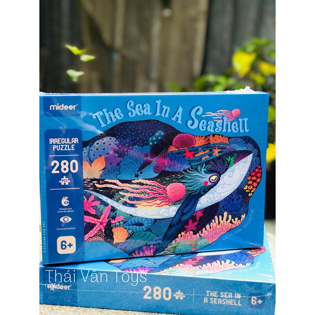 Puzzle Mideer 280 chi tiết mẫu mới hot Seashell và Rhino - Đồ chơi ghép hình nhiều mảnh siêu khó kích thích trí não