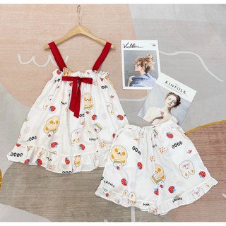 BỘ PIJAMA LỤA SATIN ĐÙI IN 3D MS 1101