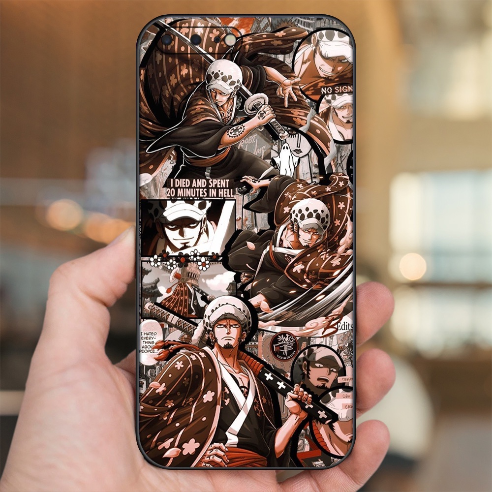 Ốp lưng iPhone 7 Plus, 8 Plus dẻo đen cạnh vuông in hình Law One Piece