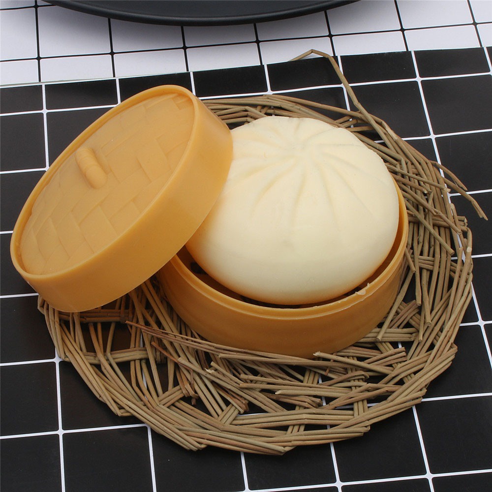 Size To 10cm Đồ chơi Squishy hình bánh bao có hộp như hình chậm tăng giá rẻ dễ thương màu trắng gudetama
