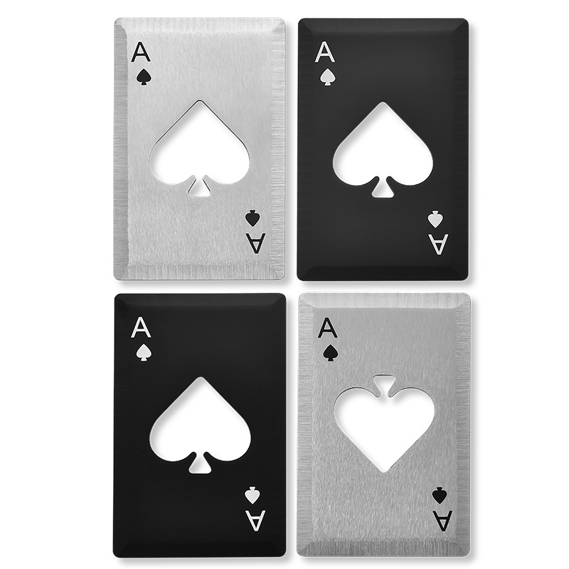 Dụng Cụ Mở Nắp Chai Thẻ Bài Poker Bằng Thép Không Gỉ Màu Đen / Bạc Cá Tính