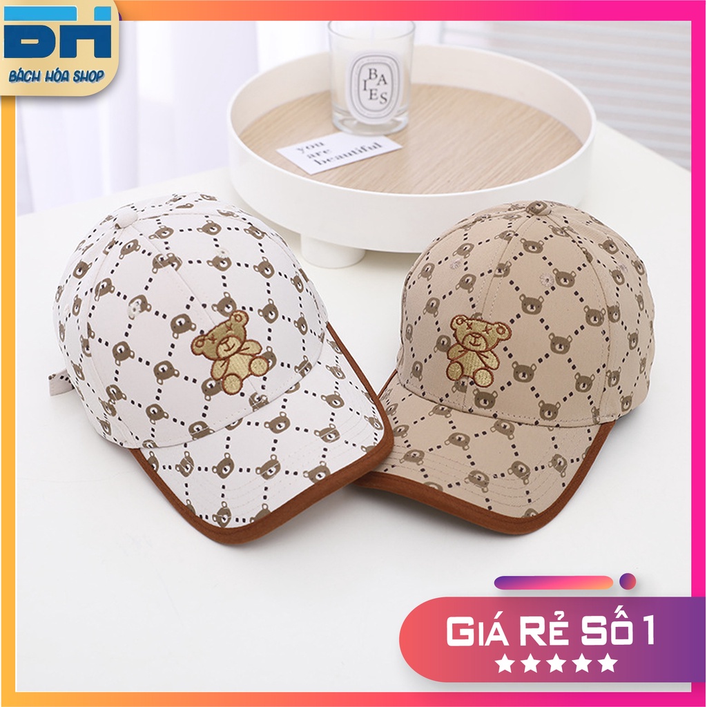Mũ lưỡi trai chống nắng ngư dân in hình gấu, chất liệu vải chống nắng UPF50 - Phù hợp với bé từ 2 đến 10 tuổi